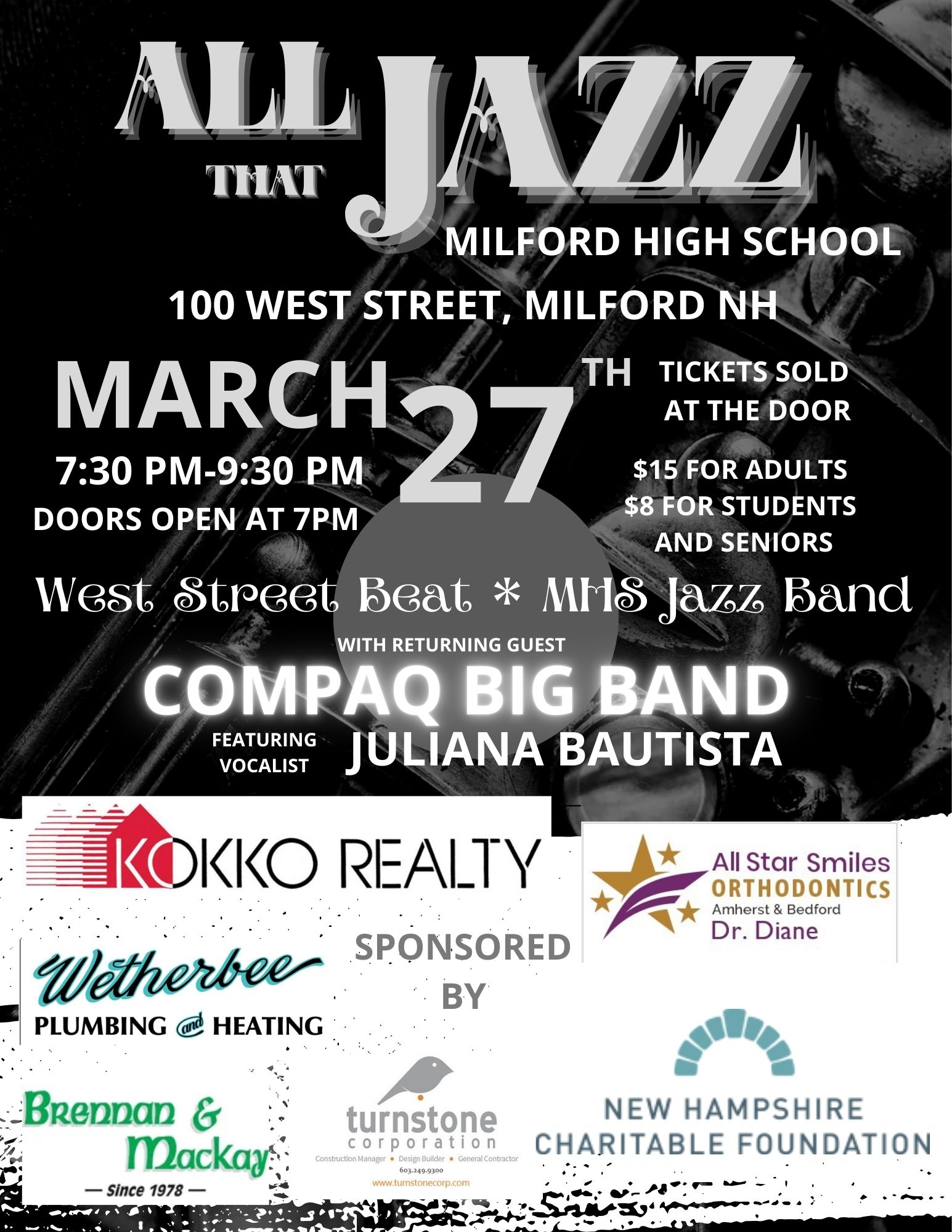 'All That Jazz' Concert at Milford High School poster